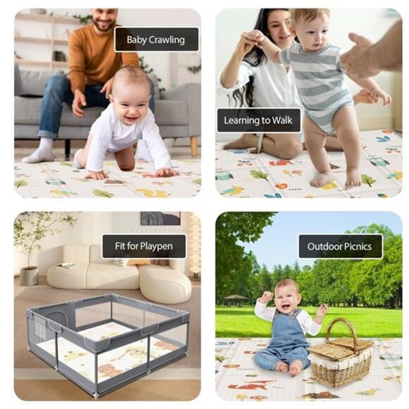 Baby Play Mat, 50 x 50 Inch Play Mat Perfect for Use Baby Playpen, Foldable - Picture 10 of 16